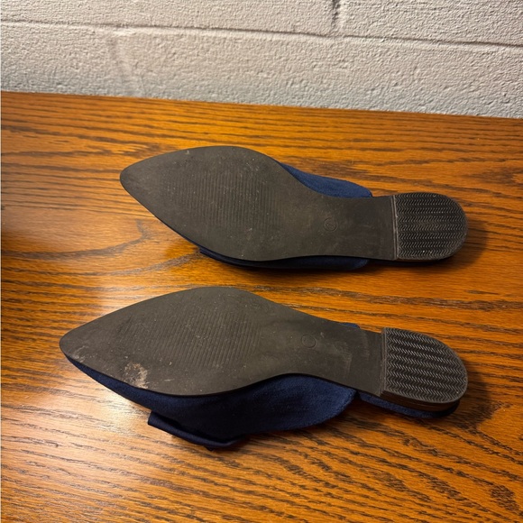 Navy Blue Bow Mule Flats Pointed Toe Size 7 - Picture 4 of 6